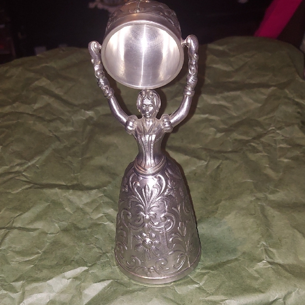 Silver Decorative Bell with Woman Figure